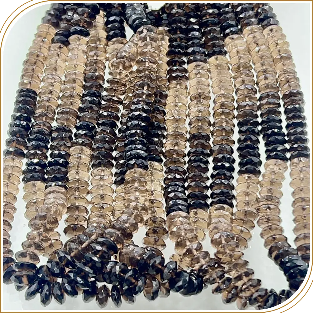 Natural Ice Quartz German Cut Faceted Disc Shape Rondelle Beads Size 7 To 8mm Inches Strand
