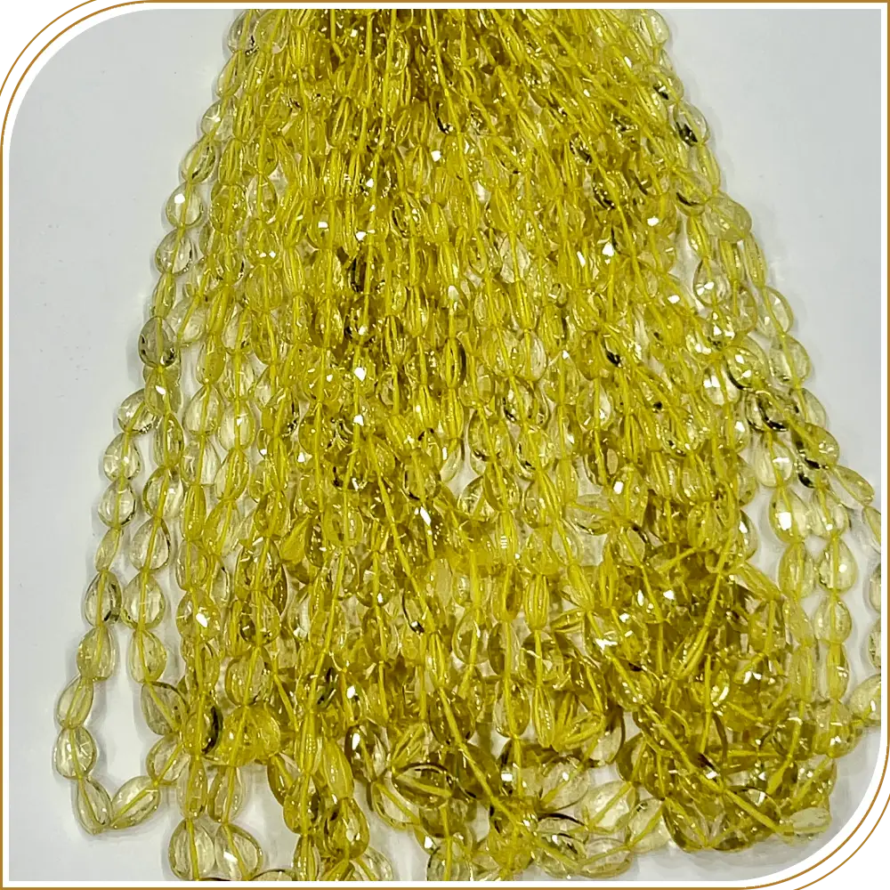 Natural Lemon Quartz Faceted Pear Drops Straight Drill 16 Inch Strand Beads Size 6x8 to 9x13mm for Jewelry Making Bulk Wholesale