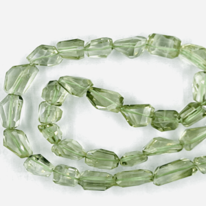 Green Amethyst Quartz Faceted Nuggets Beads
