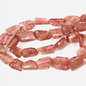 Pink Strawberry Quartz Faceted Nuggets Beads