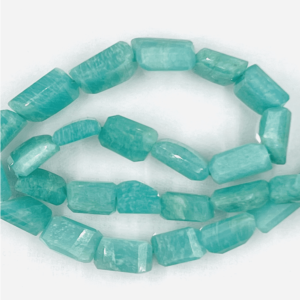 Russian Green Amazonite Faceted Nuggets Beads