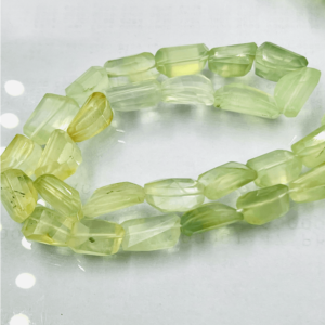 Green Prehnite Faceted Nuggets Beads