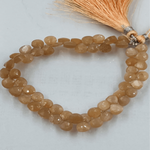 Aaa High Quality Natural Peach Moonstone Faceted Heart Shape Briolettes Size 7- 8mm Approx Wholesale Price