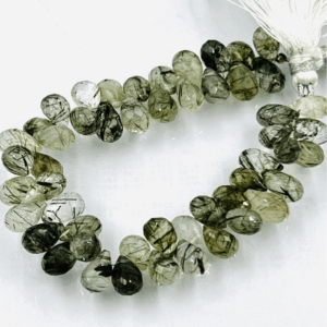 Aaa High Quality Natural Green Rutilated Quartz Faceted Teardrops Shape Briolettes Size 7- 8mm Approx Wholesale Price