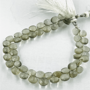 Aaa High Quality Natural Gray Moonstone Faceted Heart Shape Briolettes Size 7- 8mm Approx Wholesale Price