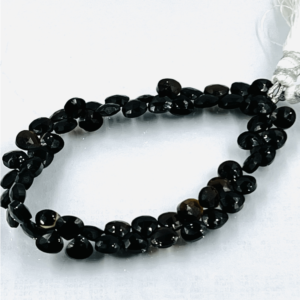 Aaa High Quality Natural Black Onyx Faceted Heart Shape Briolettes Size 7- 8mm Approx Wholesale Price