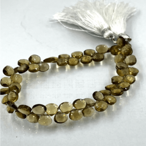Aaa High Quality Natural Beer Quartz Faceted Heart Shape Briolettes Size 8mm Wholesale Price