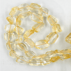 Yellow Citrine Quartz Faceted Nuggets Beads