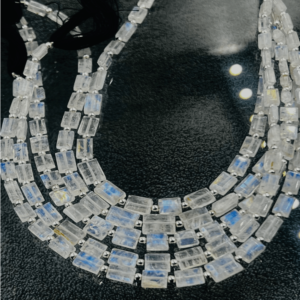 Blue Fire Rainbow Moonstone Faceted Chicklet Shape Beads