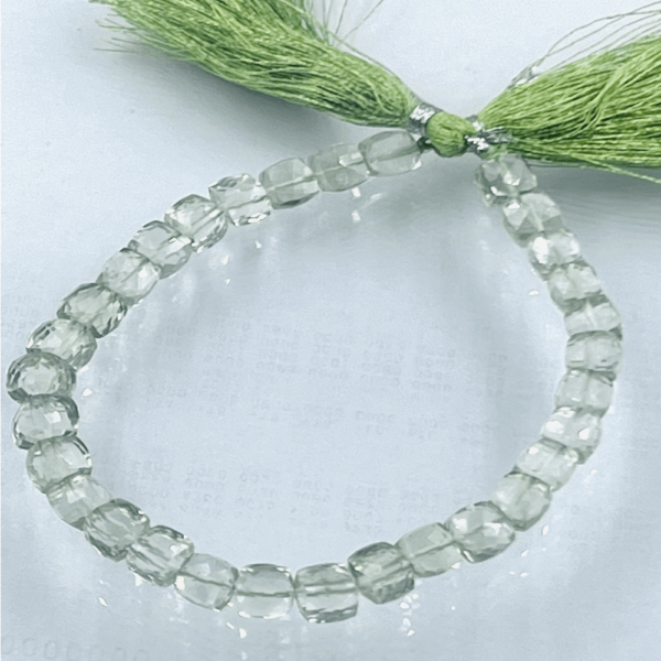 Green Amethyst Quartz Gemstone Faceted Box Shape Heishi Beads