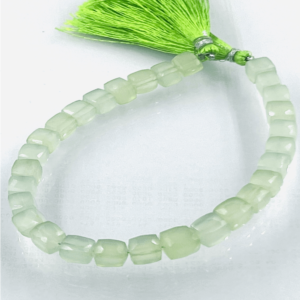 Green Prehnite Gemstone Faceted Box Shape Heishi Beads