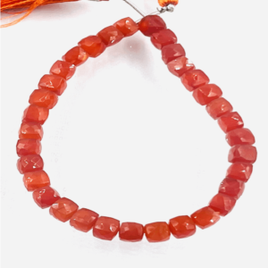 Red Carnelian Gemstone Faceted Box Shape Heishi Beads