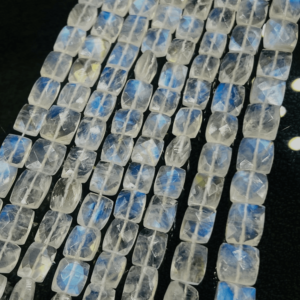Blue Fire Rainbow Moonstone Faceted Rectangle Shape Beads