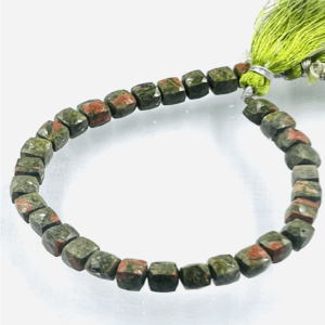 Unakite Gemstone Faceted Box Shape Heishi Beads