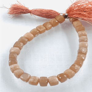 Peach Moonstone Gemstone Faceted Box Shape Heishi Beads