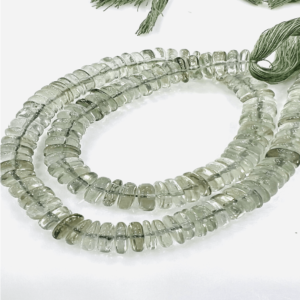 Low Coast Bulk Natural Green Amethyst Smooth Rondelle Beads Size 8 to 10 approx 8 Inches Strand 100% Natural