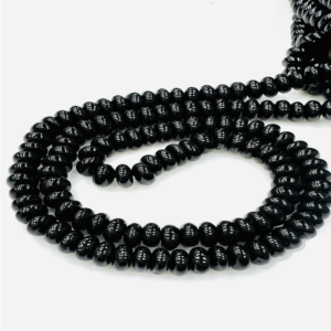 New Arrived Wholesale Natural Black Spinal Smooth Rondelle Beads Size 8 to 10mm Approx 8 Inches Strand 100% Natural