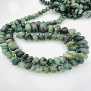 Custom High Quality Natural Green Emerald Smooth Rondelle Beads Size 8 to 10mm Approx 8 Inches Strand 100% Natural