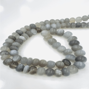 Manufacturer of High Quality Natural Gray Moonstone Smooth Rondelle Beads Size 8 to 10mm Approx 8 Inches Strand 100% Natural