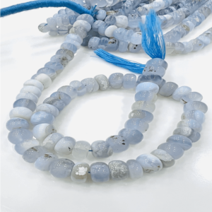 100% Pure Factory Sale Natural Blue Chalcedony Smooth Rondelle Beads Size 8 to 10mm Approx 8 Inches Strand 100% Natural