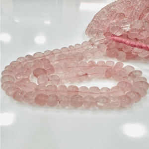 Bulk Wholesale Price Natural Pink Rose Quartz Smooth Rondelle Beads Size 8 to 10mm Approx 8 Inches Strand 100% Natural