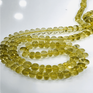 High Quality Top Grade Natural Lemon Quartz Smooth Rondelle Beads Size 8 to 10mm Approx 8 Inches Strand 100% Natural