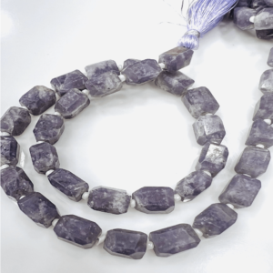 Customized New Style Natural Lapidolite Faceted Nuggets Beads Size 12x16mm Approx 14 Inches Strand 100% Natural