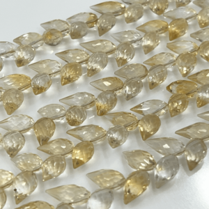 Bulk Supply 8 Inches High Quality Citrine Quartz Faceted Briolette Tear Drops Size 7x 9 to 7x10mm Approx. Wholesale Price