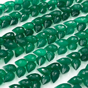 Certified Bulk 8 Inches High Quality Green Onyx Faceted Briolette Tear Drops Size 7x 9 to 7x10mm Approx. Wholesale Price