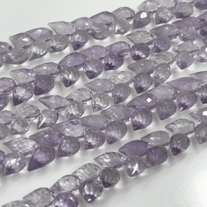 Genuine Supplier 8 Inches High Quality Pink Amethyst Quartz Faceted Briolette Tear Drops Size 7x 9 to 7x10mm Approx. Wholesale Price