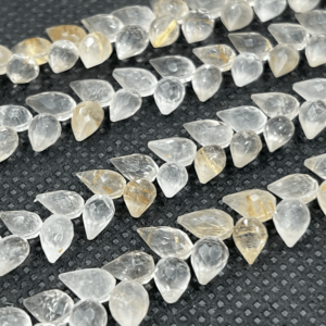 New Arrived 8 Inches High Quality Golden Rutilated Quartz Faceted Briolette Tear Drops Size 7x 9 to 7x10mm Approx. Wholesale