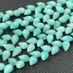 Trending 8 Inches High Quality Green Amazonite Faceted Briolette Tear Drops Size 7x 9 to 7x10mm Approx. Wholesale Price