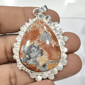 Wholesale Fashionable Jewelry 925 Malingano Jasper Gemstone Sterling Silver Pendent With High Rohodium Polished
