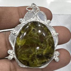Wholesale Fashionable Jewelry 925 Green Opal Gemstone Sterling Silver Pendent With High Rohodium Polished