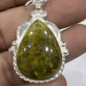 Premium Quality Fashionable Jewelry 925 Green Opal Gemstone Sterling Silver Pendent With High Rohodium Polished