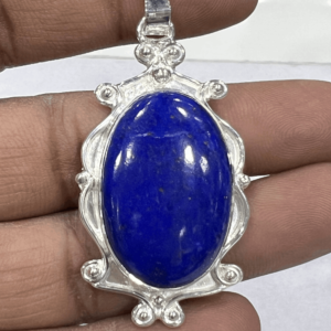 Premium Fashionable Jewelry 925 Lapis Lazuli Gemstone Sterling Silver Pendent With High Rohodium Polished