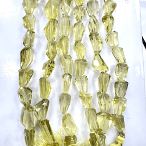 Wholesale Bulk Natural New Arrived High Quality Lemon Quartz Faceted Nuggets 8 Inches Size 12-15mm Approx