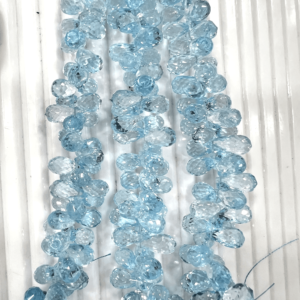 Wholesale Loose Beads High Quality Blue Topaz Faceted Briolette Tear Drops 8 Inches Size 10-12mm Approx