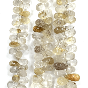 Wholesale Colorful Jewelry High Quality Golden Rutilated Quartz Smooth Briolette Tear Drops 7 Inches Size 5-7mm Approx