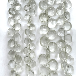 Natural Stone Beads High Quality Green Amethyst Quartz Smooth Briolette Heart Shape 7 Inches Size 5-7mm Approx