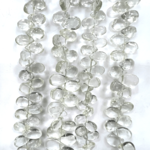Wholesale Natural High Quality Green Amethyst Quartz Smooth Briolette Pear Drops 7 Inches Size 5-7mm Approx