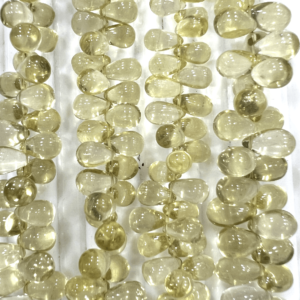 Finest Quality Natural High Quality Lemon Quartz Smooth Briolette Tear Drops 7 Inches Size 5-7mm Approx