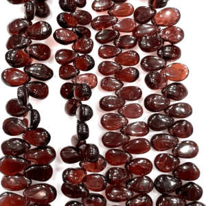 Natural Nice Quality High Quality Mozambique Garnet Smooth Briolette Pear Drops 7 Inches Size 5-7mm Approx