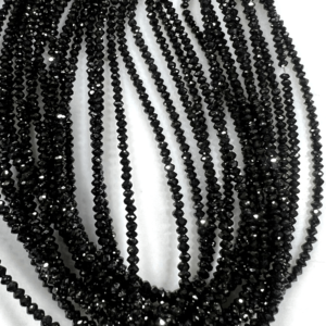 Wholesale Colorful Jewelry High Quality Natural Black Diamond Faceted Rondelle Beads 17 Inches Size 2-2.5mm Approx