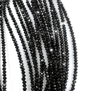 Wholesale Bluk Natural High Quality Natural Black Diamond Faceted Rondelle Beads 17 Inches Size 2-2.5mm Approx