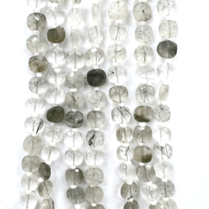 Precious Stone Custom High Quality Natural Green Rutilated Quartz Faceted Cushion Shape Beads 17 Inches Size 6mm Approx