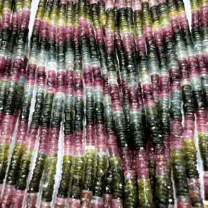 Wholesale Loose Beads High Quality Natural Multi Tourmaline Heishi Tyre Shape Beads 8 Inches Size 6-7mm Approx