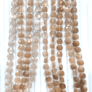 Natural Nice Quality High Quality Natural Peach Moonstone Faceted Cushion Shape Beads 17 Inches Size 6mm Approx