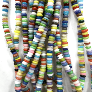 Wholesale Natural High Quality Natural Ethiopian Dyed Multi Color Smooth Heishi Shape Beads 14 Inches Size 3-4mm Mm Approx