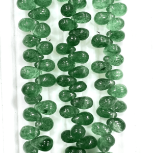 Competitive Price High Quality Black Green Strawberry Quartz Smooth Briolette Tear Drops 7 Inches Size 5-7mm Approx
